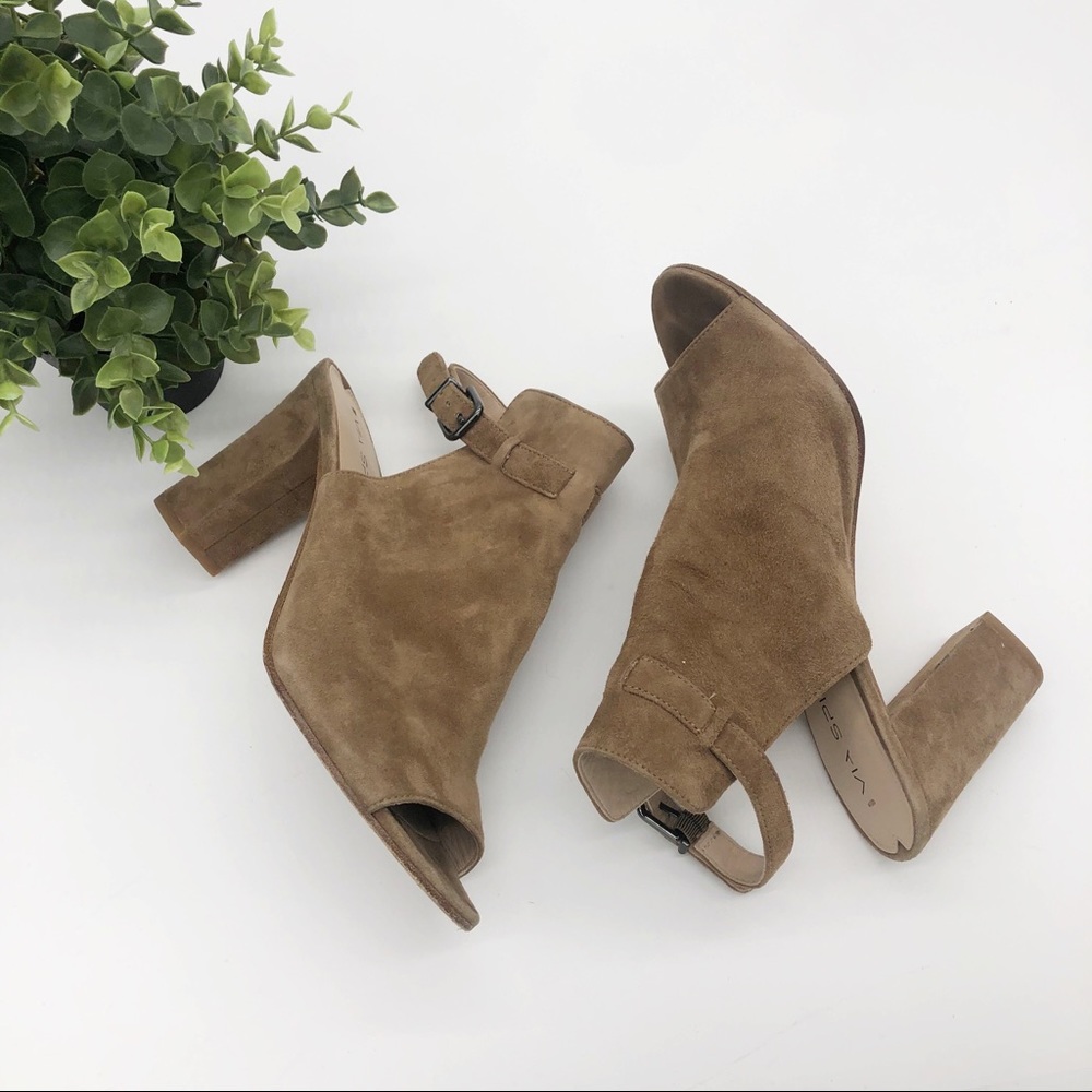 VIA SPIGA Fabrizie Suede Open Toe Mule Sandals